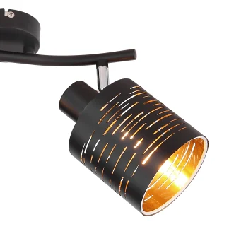 Globo 2er Spot Tunno schwarz-gold 29,6 x 10 cm E14, max. 15 W