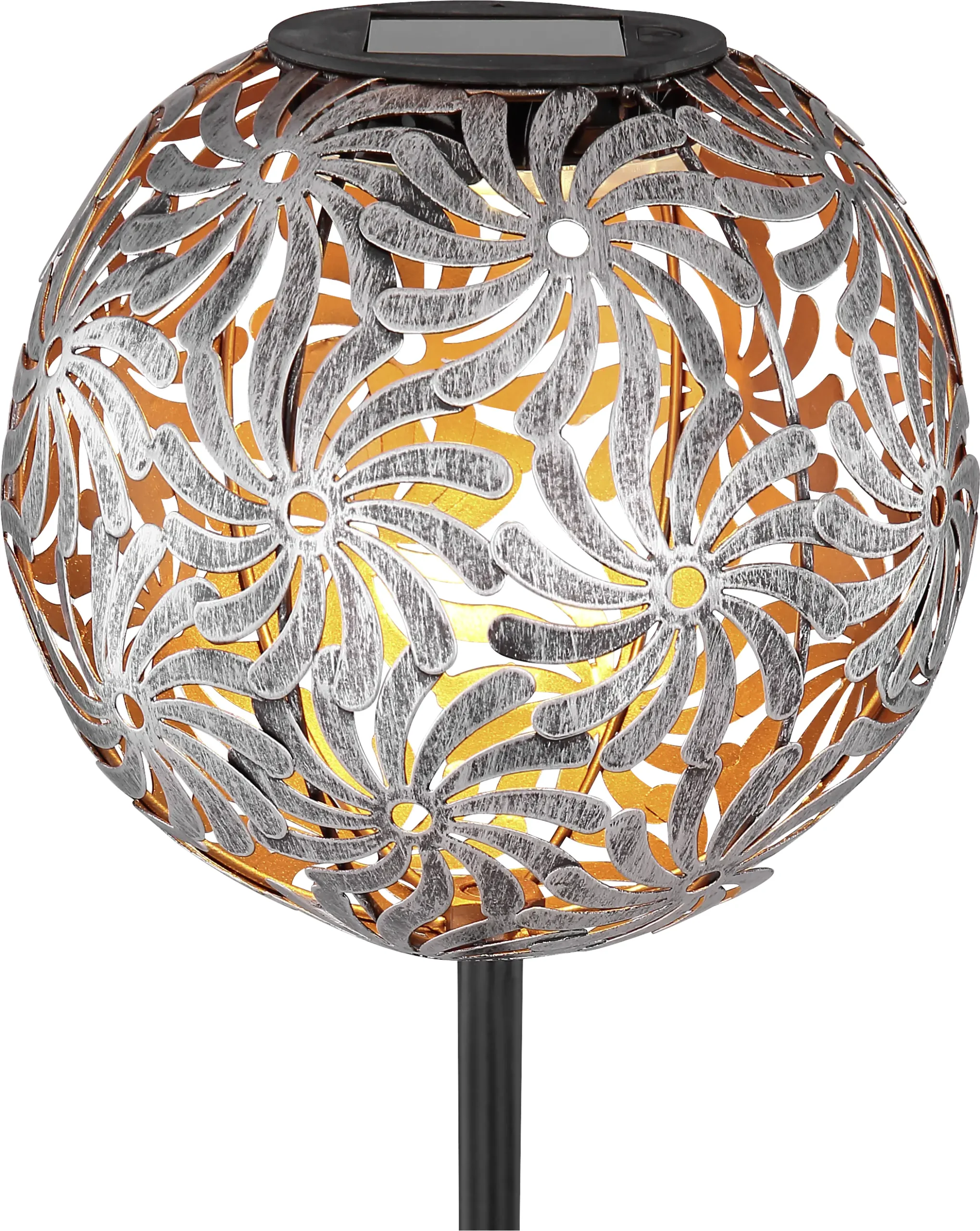 Globo Lightning LED Solarleuchte Kugel Metall silber/grau Erdspieß