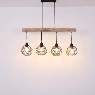 Globo Hängeleuchte Theodor schwarz matt, natur