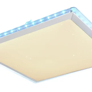 Globo LED Deckenleuchte Rena nickel-matt opal weiß klar mit Fernbedienung
