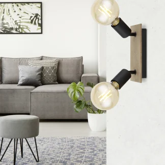 Globo 2er Spot Martha schwarz-braun 30 x 8 cm E27, max. 60 W