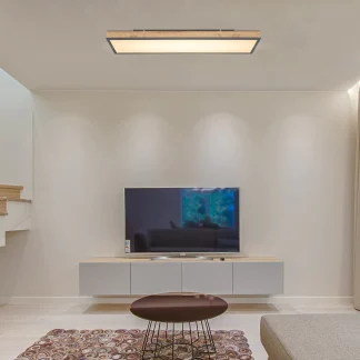 Globo LED Deckenleuchte Doro gaphit-eiche 80 x 20 cm warmweiß