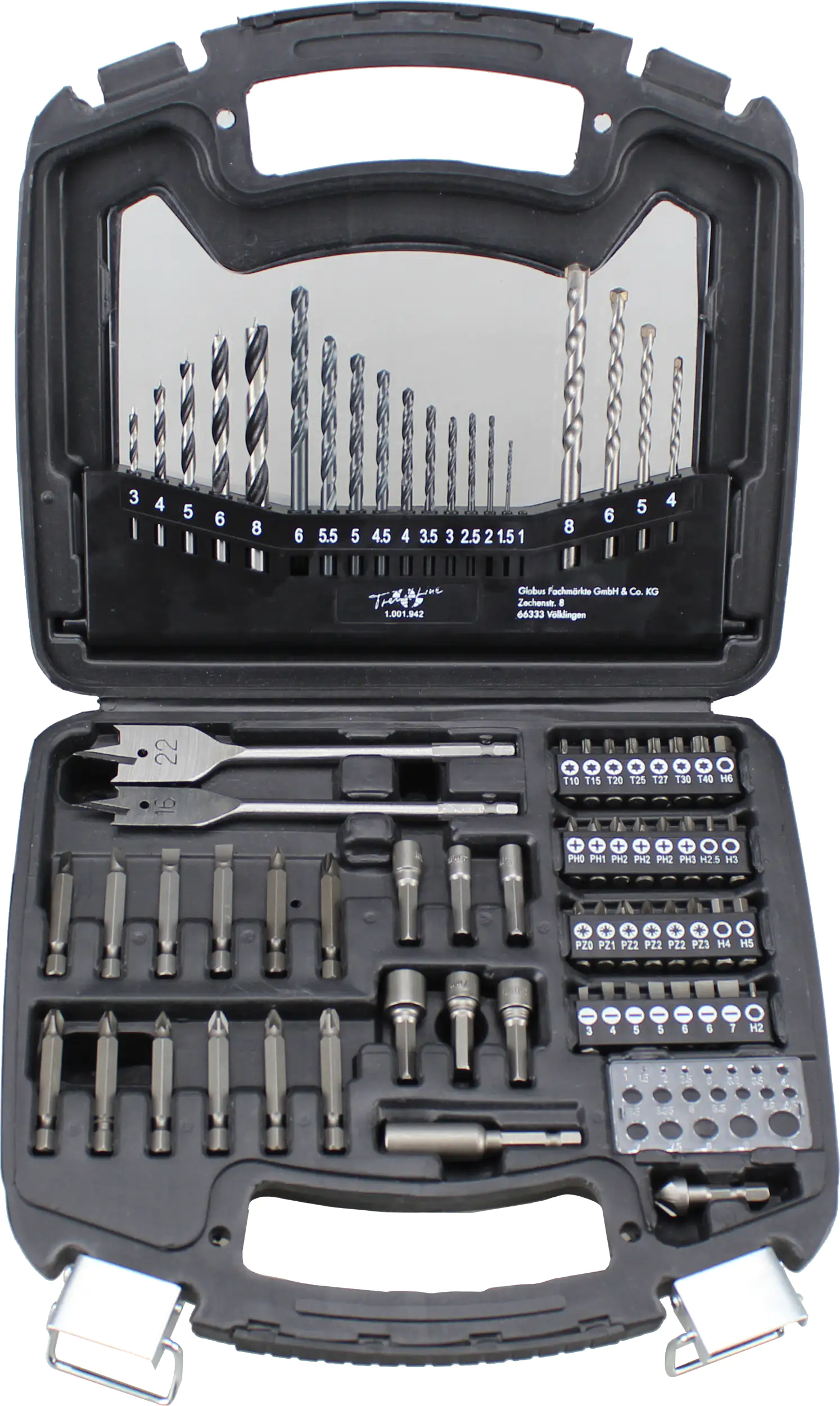 TrendLine Bohrer-Bit-Set 75-teilig im Kunststoffkoffer