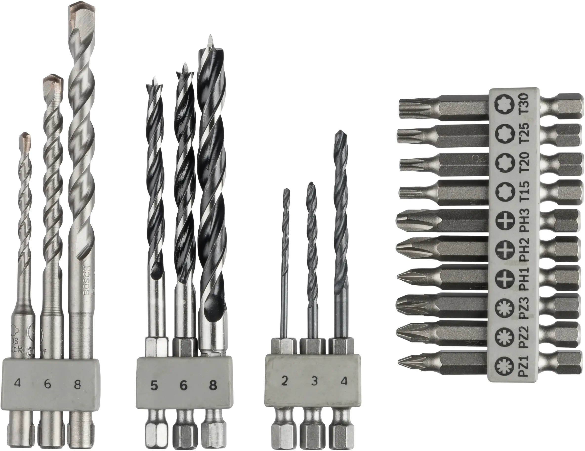 Bosch Bit-Bohrer-Set Stein / Holz / Metall 19-teilig Ø 2 -8 mm SDS Quick