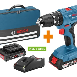 Bosch Professional Akku-Schlagbohrschrauber GSB 18V-21 18 V, 2.0 Ah, inkl. 2x Akku & Tasche