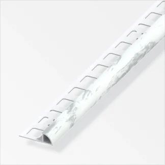 alfer Viertelkreisprofil PVC glatt weiß marmor