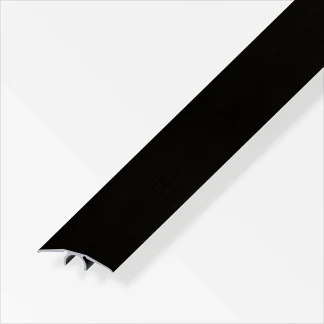 alfer Übergangs-Profil 1 m, 33 mm Alu eloxiert gebürstet schwarz, schwarz