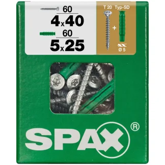 Spax Universalschrauben 4.0 x 40 mm TX 20 - 60 Stk. (+60 Dübel)