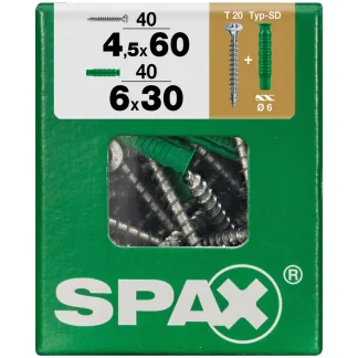 Spax Universalschrauben 4.5 x 60 mm TX 20 - 40 Stk. (+40 Dübel)