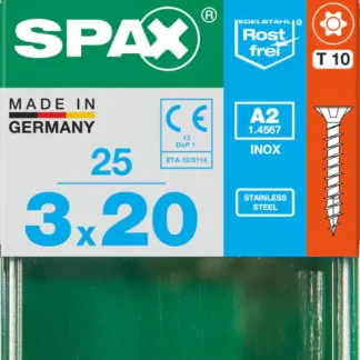Spax Universalschrauben 3.0 x 20 mm TX 10 Senkkopf - 25 Stk.