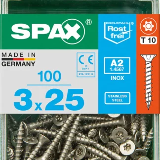 Spax Universalschrauben 3.0 x 25 mm TX 10 Senkkopf - 100 Stk.