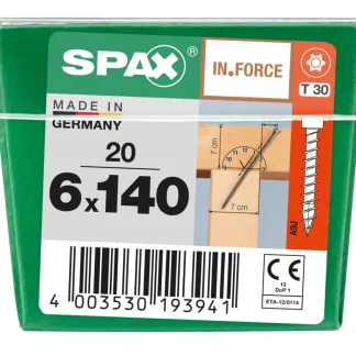 Spax Holzbauschrauben 6.0 x 140 mm TX 30 Zylinderkopf - 20 Stk.