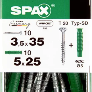 Spax Universalschrauben + Dübel 3.5 x 35 mm TX 20 10 Schrauben + 10 Dübel