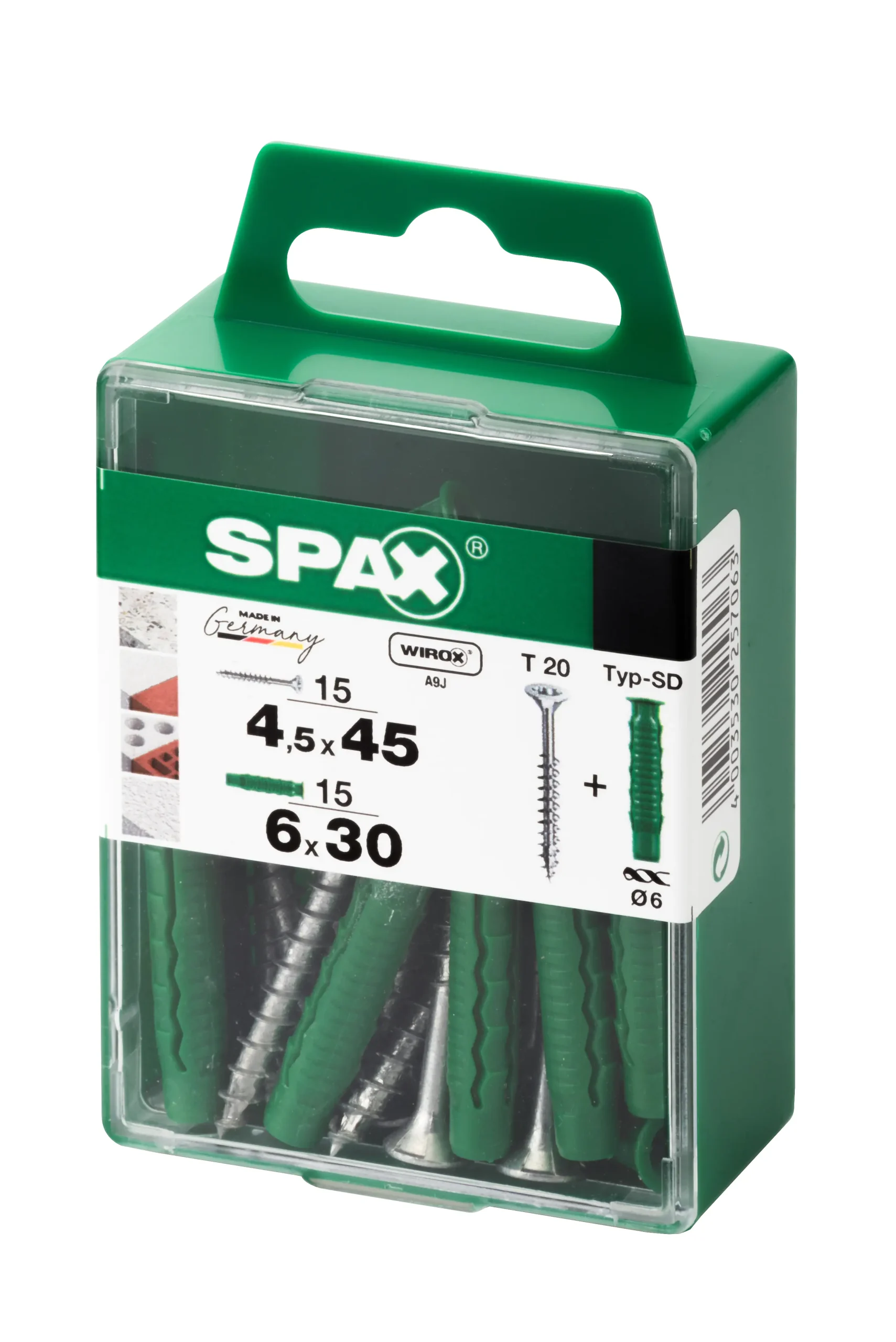 Spax Universalschrauben + Dübel 4.5 x 45 mm TX 20 15 Schrauben + 15 Dübel