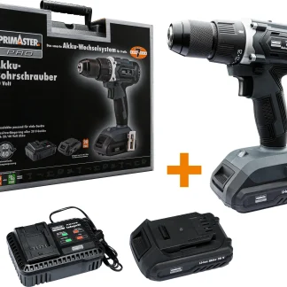 Primaster Pro Akku-Bohrschrauber PAS20-W 20 V mit 2 x Akku & Ladegerät