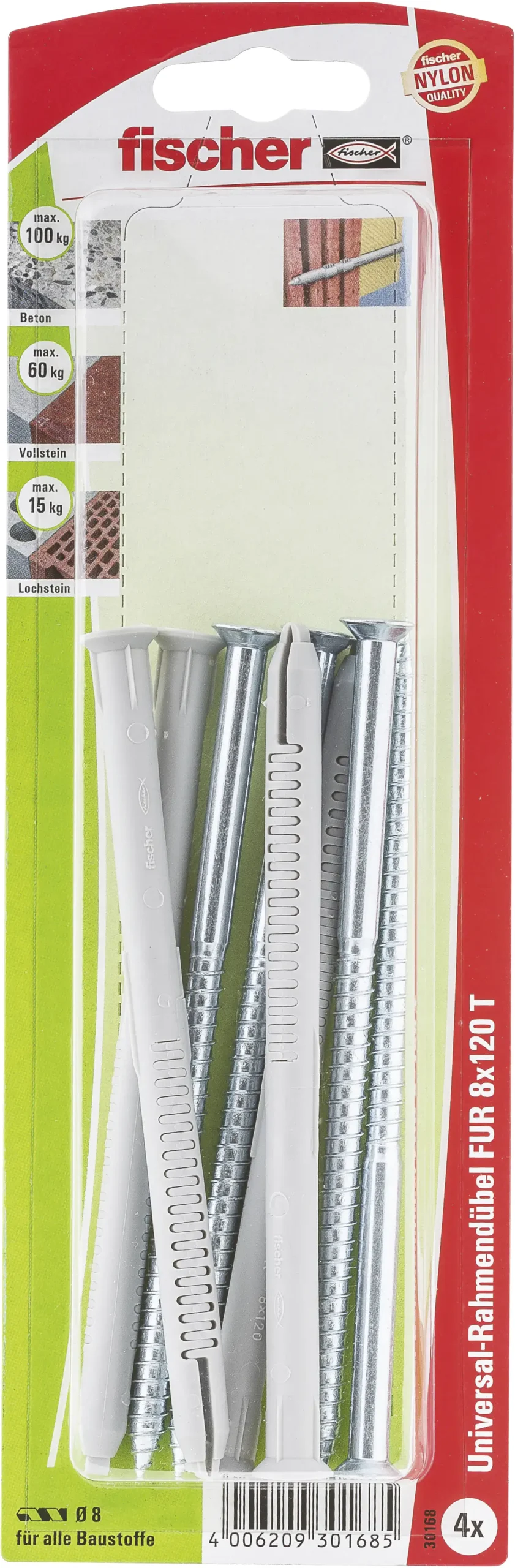 Fischer Rahmendübel 8.0 x 120 mm - 4 Stück