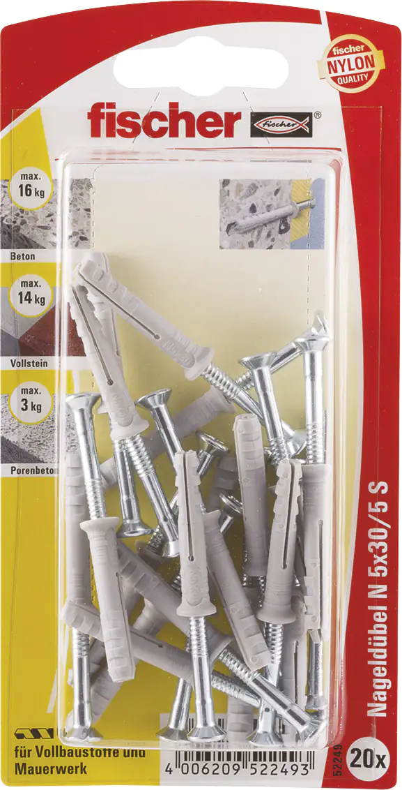 Fischer Nageldübel N 5.0 x 30 mm - 20 Stück
