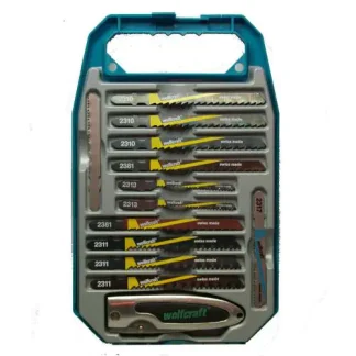 Wolfcraft Stichsägeblätter-Set mit Taschenmesser 11 Stück + Taschenmesser