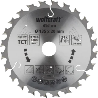Wolfcraft Kreissägeblatt Ø 135 mm Bohrung Ø 20 mm 24 Zähne