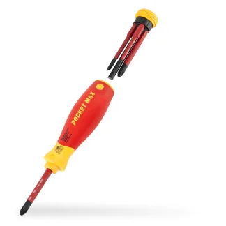 Wiha Schraubendreher Set gemischt PocketMax electric 4-teilig mit verstaubarem Bit Set