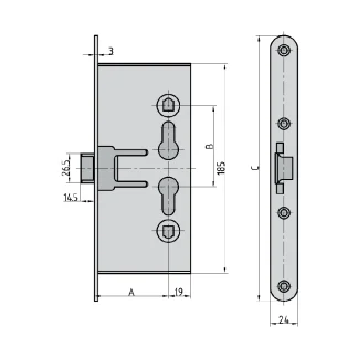 Basi Einsteckschloss ES 984 PZW rechts / links