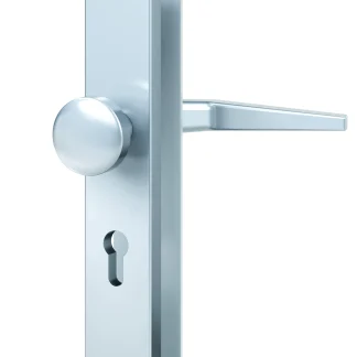 Basi Schutzbeschlag ES0 VMS-PZ Drücker/Knopf Langschild eckig  F2 silber