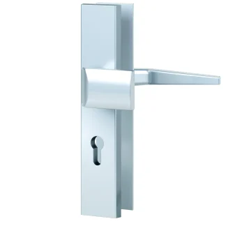 Basi Schutzbeschlag ES0 VMS-PZ Drücker/Knopf Langschild 92/10 mm  F1 silber