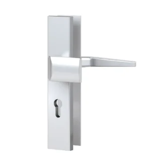 Basi Schutzbeschlag ES0 VMS-PZ Drücker/Knopf Langschild eckig Alu silber