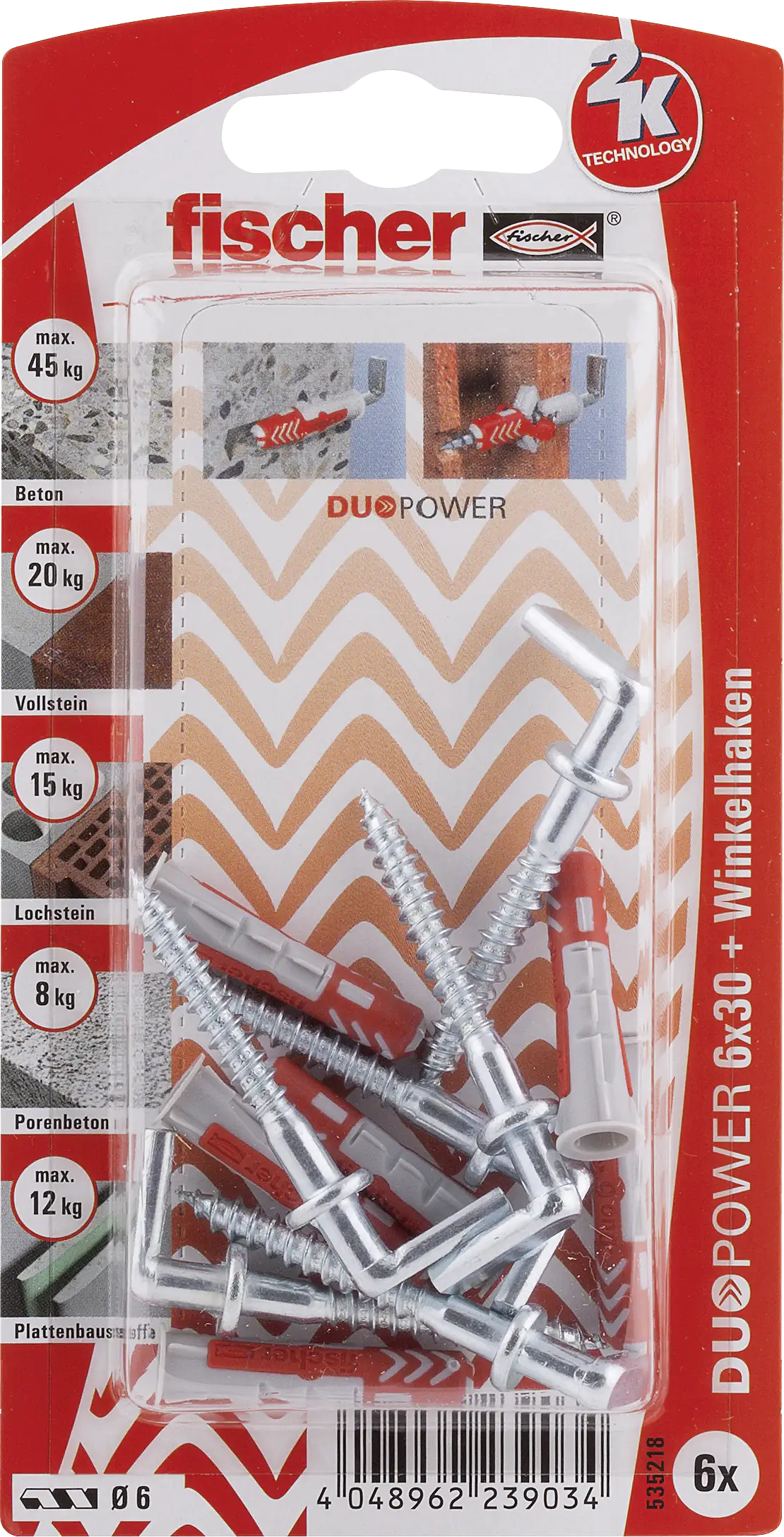 Fischer Dübel-Set Duopower 6.0 x 30 mm - 6 Stück