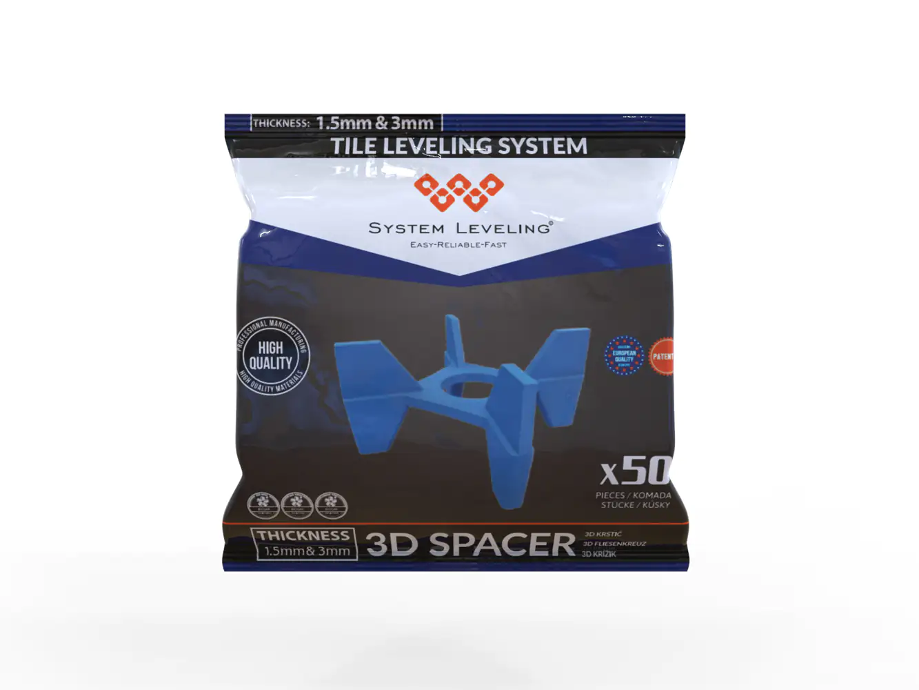 System Leveling 3D-Fugenkreuz wiederverwendbar Fugenbreite 1,5 & 3 mm