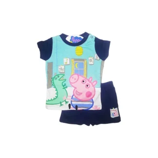 Pigiama maglia maglietta pantaloncino bimbo neonato Peppa Pig George blu 24 m