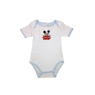 Disney Baby Body Intimo Topolino In Cotone Colore Bianco-Celeste 18 Mesi