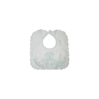 Nancy Baby Bavetta Quadrata Con Ricamo Colore Bianco-Verde 1 Pezzo