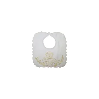 Nancy Baby Bavetta Quadrata Con Ricamo Colore Bianco-Giallo 1 Pezzo