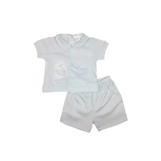 Completo maglia maglietta pantaloncino bimbo neonato Birillini cielo 6 m