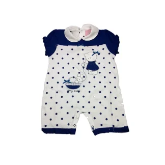 Pagliaccetto tutina bimba neonato mezza manica bianco blu i Batuffolini 2 - 6 mesi