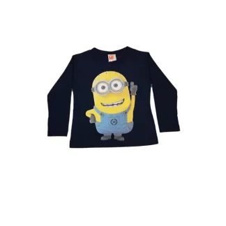 T-shirt maglia maglietta cotone bielastico bimbo bambino Minions blu 4A