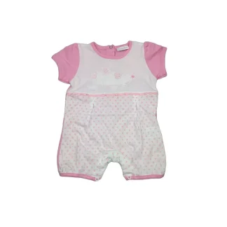 Pagliaccetto tutina bimba neonato mezza manica bianco rosa Pastello 6 - 9 m