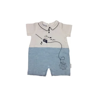 Pagliaccetto tutina bimbo neonato mezza manica bianco cielo Les Jolies 3 - 6 m