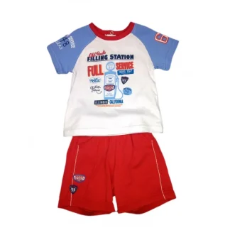 Completo 2pz maglia pantaloncino bimbo neonato mezza manica Yatsi bianco rosso 6 m