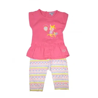 Completo 2pz maglia canotta leggings bimba neonato senza manica Yatsi fucsia fantasia 12 m