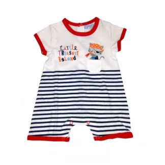 Pagliaccetto tutina bimbo neonato mezza manica Yatsi bianco blu 1 m