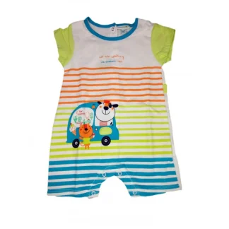 Pagliaccetto tutina bimbo neonato mezza manica Yatsi bianco fantasia azzurro 6 m