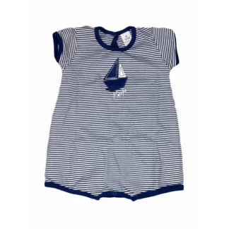 Rapife Tutina Mezza Manica In Cotone Colore Bianco-Blu 3 Mesi