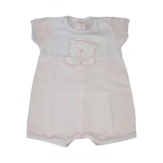 Rapife Tutina Mezza Manica In Cotone Colore Bianco-Rosa 6 Mesi