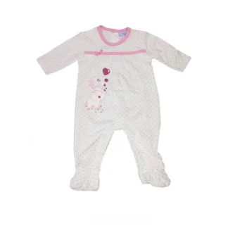 Tuta tutina cotone bimba neonato Yatsi bianco pois grigio 3 m