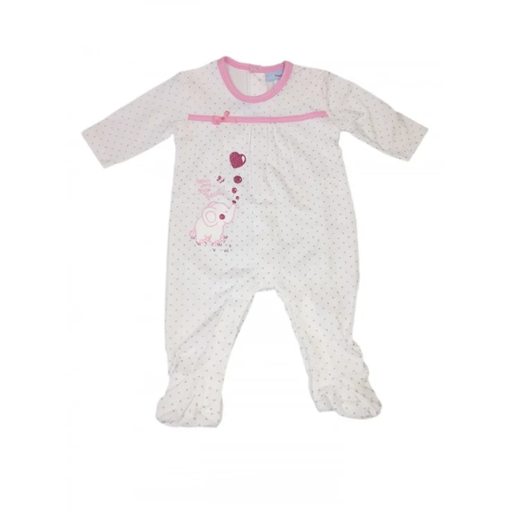 Tuta tutina cotone bimba neonato Yatsi bianco pois grigio 1 m