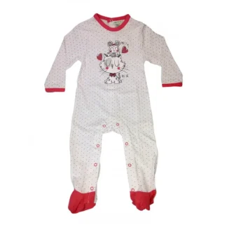 Tuta tutina cotone bimba neonato Yatsi bianco pois cuoricini rosso fragola 12 m