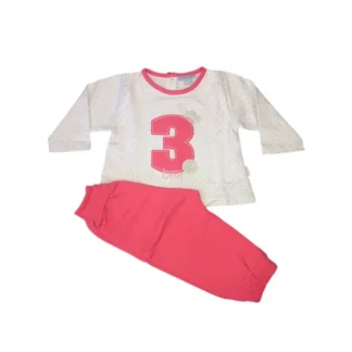 Completo tuta 2pz maglia maglietta pantalone bimba neonato Yatsi rosa fucsia 3 m
