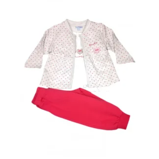 Completo tuta 3pz felpa maglia maglietta pantalone bimba neonato Yatsi rosso fragola 6 m